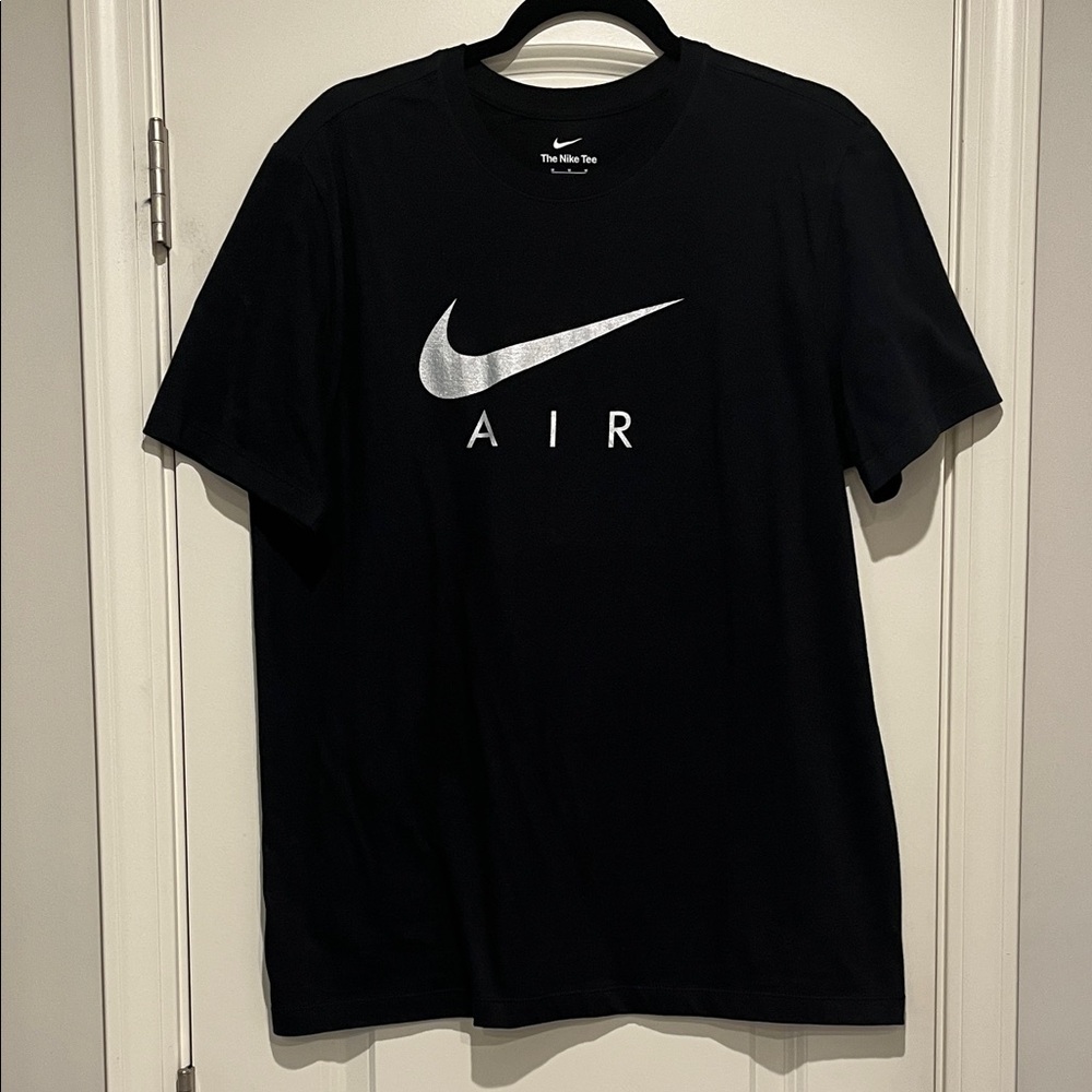 The Nike Tee Black with Metallic Silver Swoosh